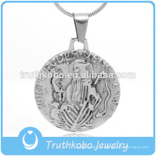 De calidad superior St Benedict Colgante con forma redonda de Acero Inoxidable San Benito Glamour Religiosa Joyería de Plata Para Cristianos